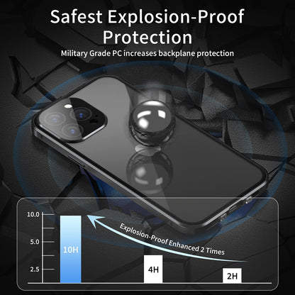 ELECTROPRIME For iPhone 15 Dual-Lock Anti-peeping Glass 360 Full Body Frosted Magnetic Phone Case(Silver)