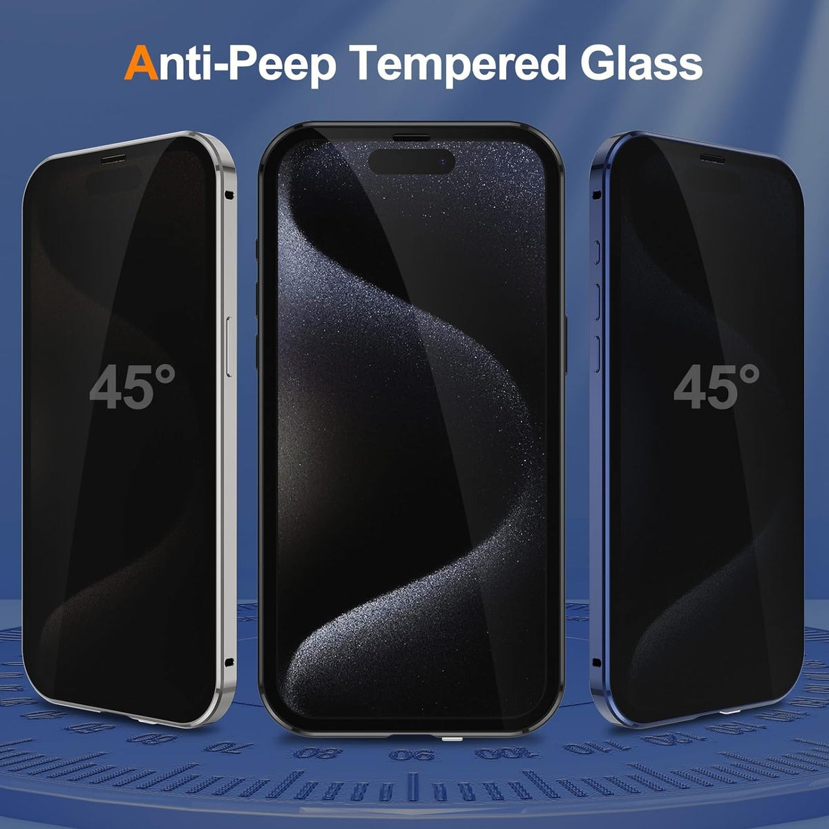 ELECTROPRIME For iPhone 15 Plus Anti-peeping Magnetic Double-sided Tempered Glass Phone Case(Black)