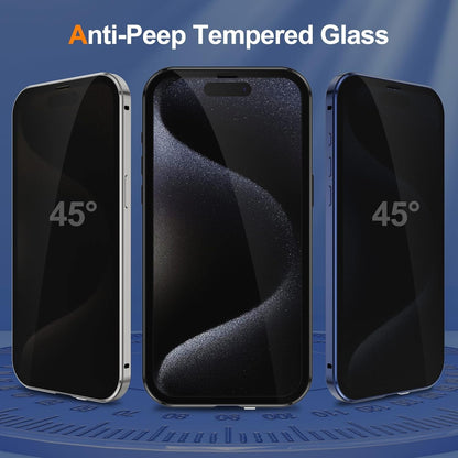 ELECTROPRIME For iPhone 15 Plus Anti-peeping Magnetic Double-sided Tempered Glass Phone Case(Black)