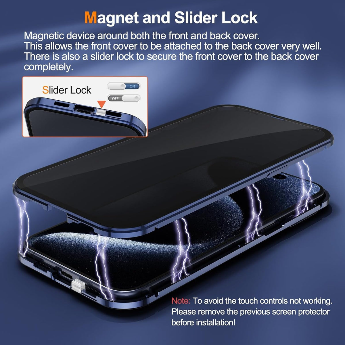 ELECTROPRIME For iPhone 15 Plus Anti-peeping Magnetic Double-sided Tempered Glass Phone Case(Black)