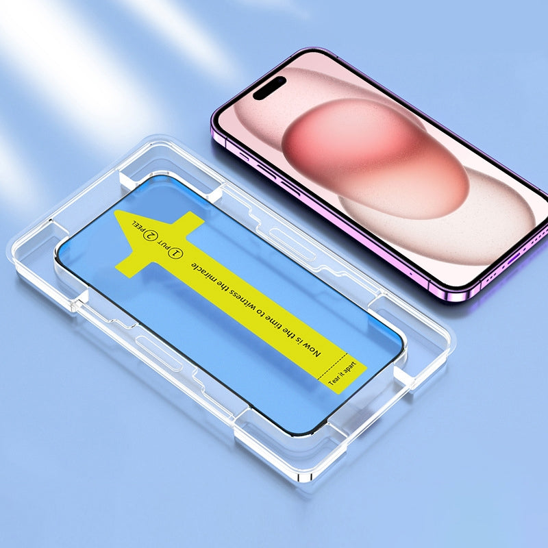 ELECTROPRIME For iPhone 15 Plus HD Fast Attach Dust-proof Anti-static Tempered Glass Film