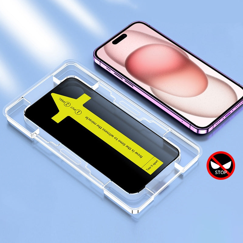 ELECTROPRIME For iPhone 15 Plus Anti-peeping Fast Attach Dust-proof Anti-static Tempered Glass Film