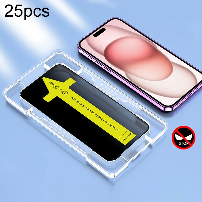 ELECTROPRIME For iPhone 15 Plus 25pcs Anti-peeping Fast Attach Dust-proof Anti-static Tempered Glass Film