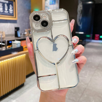 ELECTROPRIME For iPhone 15 Plus Electroplating 3D Love TPU Phone Case(Silver)