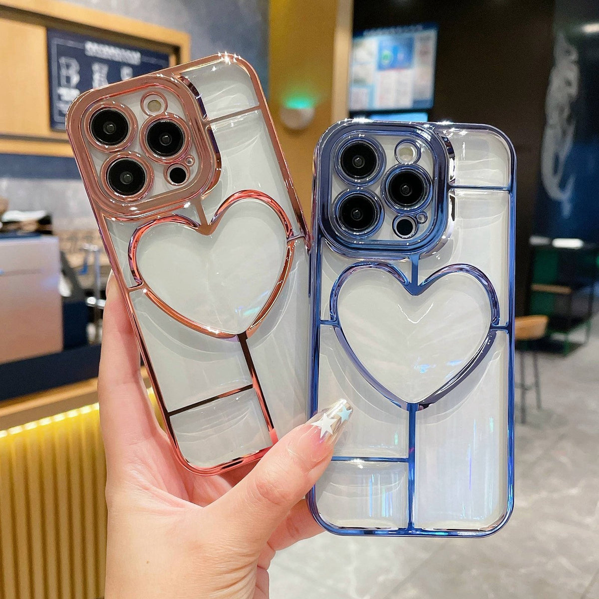 ELECTROPRIME For iPhone 15 Plus Electroplating 3D Love TPU Phone Case(Silver)