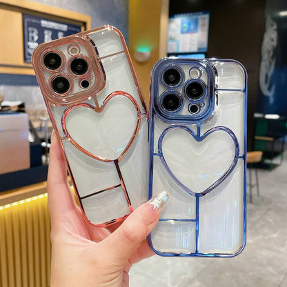 ELECTROPRIME For iPhone 15 Plus Electroplating 3D Love TPU Phone Case(Silver)
