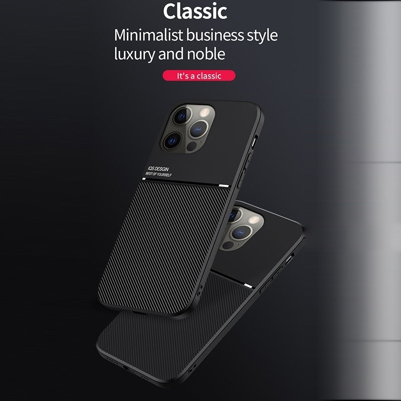 ELECTROPRIME For iPhone 15 Plus Classic Tilt Strip Grain Magnetic Shockproof PC + TPU Phone Case(Red)