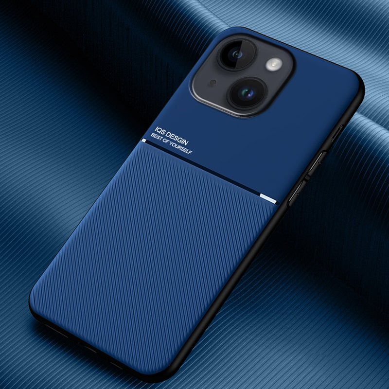 ELECTROPRIME For iPhone 15 Classic Tilt Strip Grain Magnetic Shockproof PC + TPU Phone Case(Blue)