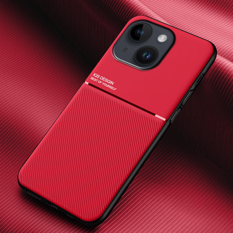 ELECTROPRIME For iPhone 15 Classic Tilt Strip Grain Magnetic Shockproof PC + TPU Phone Case(Red)