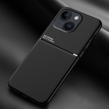 ELECTROPRIME For iPhone 15 Classic Tilt Strip Grain Magnetic Shockproof PC + TPU Phone Case(Black)