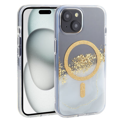 ELECTROPRIME For iPhone 15 DFANS DESIGN Magsafe Magnetic Starlight Shining Phone Case(Gold Foil Marble)
