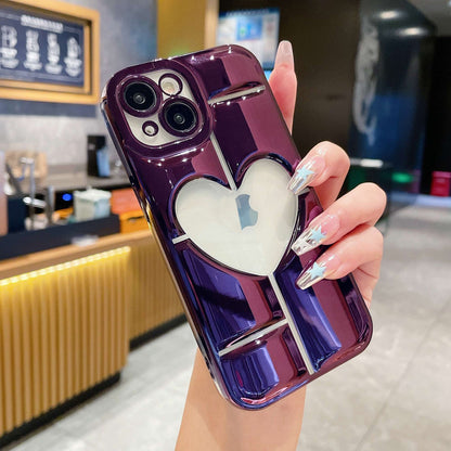 ELECTROPRIME For iPhone 15 Electroplating 3D Hollow Love TPU Phone Case(Purple)