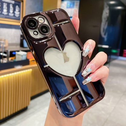 ELECTROPRIME For iPhone 15 Electroplating 3D Hollow Love TPU Phone Case(Black)