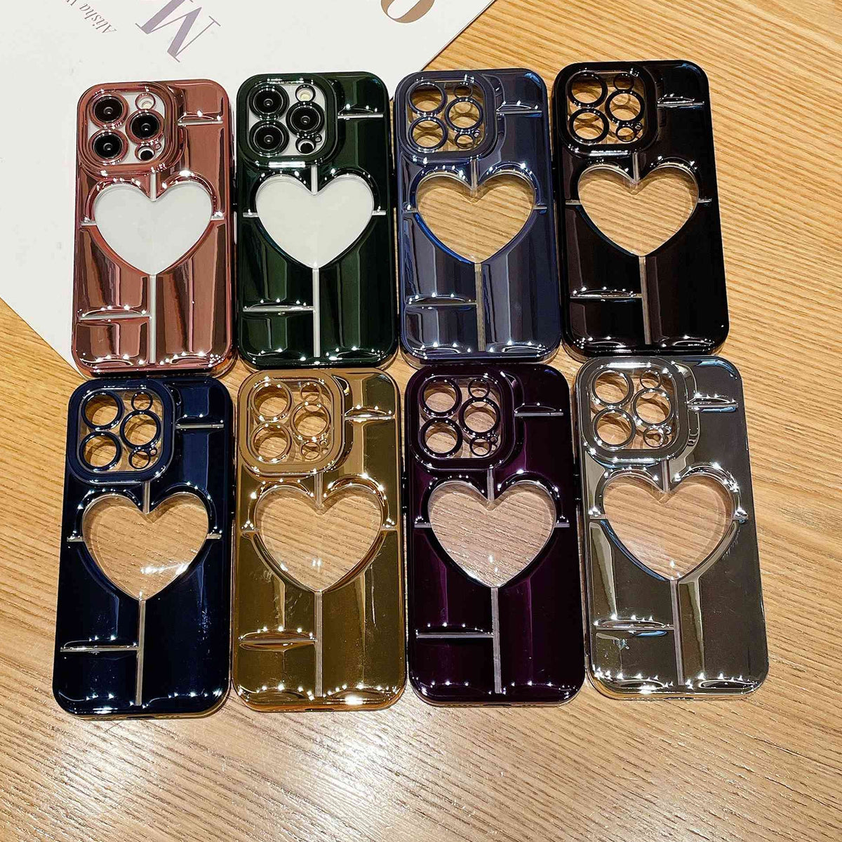 ELECTROPRIME For iPhone 15 Electroplating 3D Hollow Love TPU Phone Case(Dark Blue)
