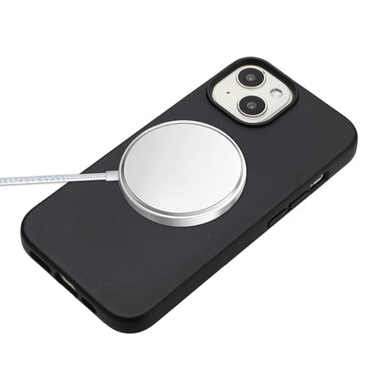 ELECTROPRIME For iPhone 15 Wheat MagSafe Magnetic Straw Material + TPU Phone Case with Lanyard(Black)