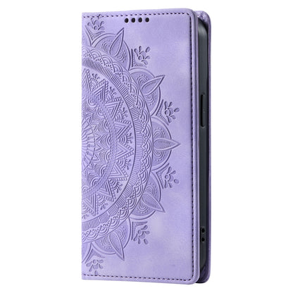 ELECTROPRIME For iPhone 15 Plus Totem Embossed Magnetic Leather Phone Case(Purple)