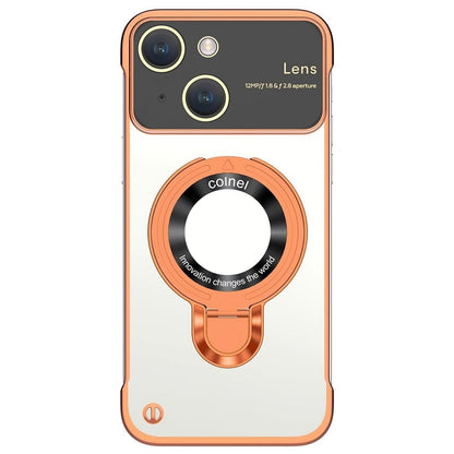 ELECTROPRIME For iPhone 15 Frameless MagSafe Magnetic Holder Phone Case(Orange)