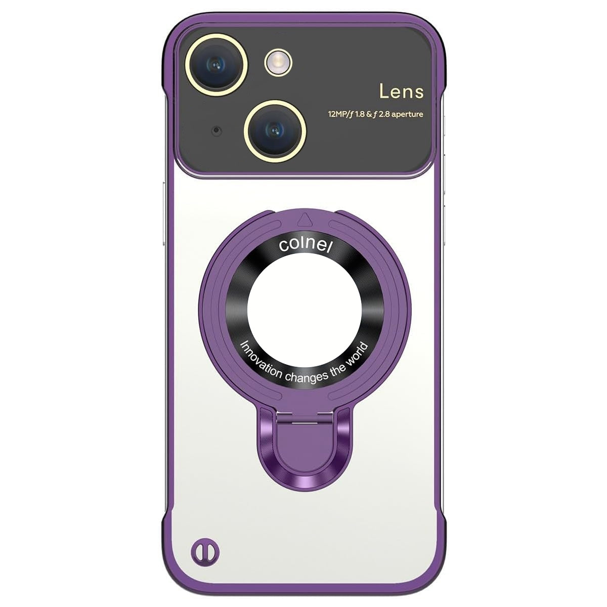 ELECTROPRIME For iPhone 15 Frameless MagSafe Magnetic Holder Phone Case(Purple)