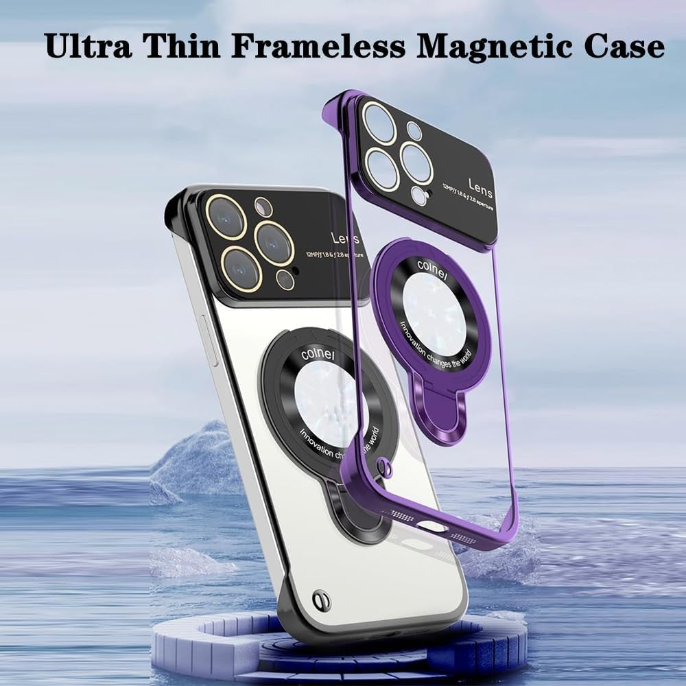 ELECTROPRIME For iPhone 15 Frameless MagSafe Magnetic Holder Phone Case(Black)