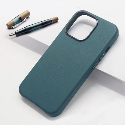 ELECTROPRIME For iPhone 15 Lamb Grain PU Back Cover Phone Case(Dark Green)