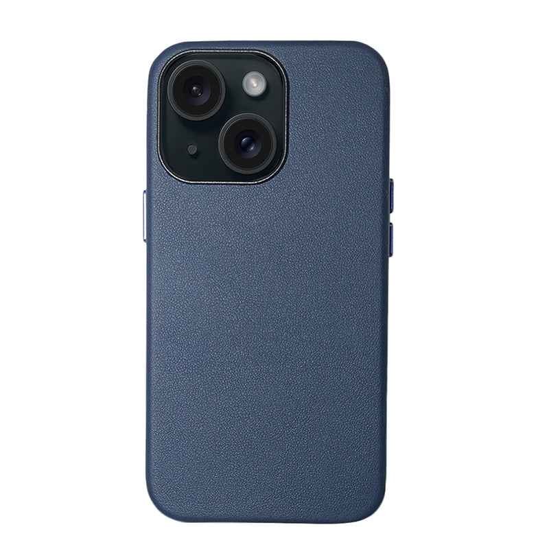 ELECTROPRIME For iPhone 15 Lamb Grain PU Back Cover Phone Case(Navy Blue)