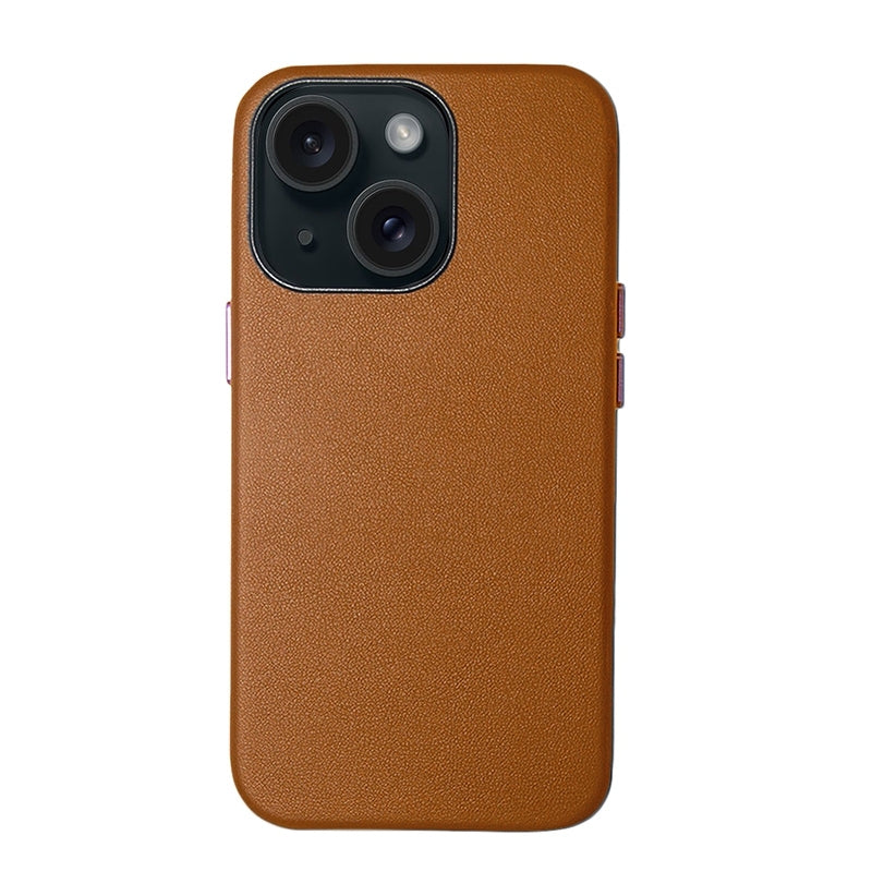 ELECTROPRIME For iPhone 15 Lamb Grain PU Back Cover Phone Case(Brown)