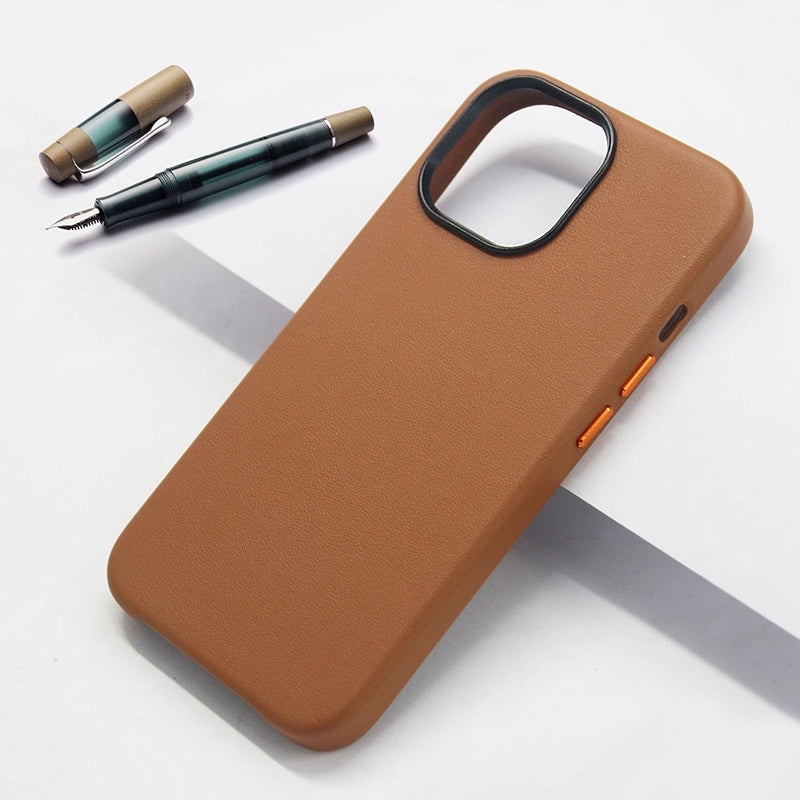 ELECTROPRIME For iPhone 15 Lamb Grain PU Back Cover Phone Case(Brown)