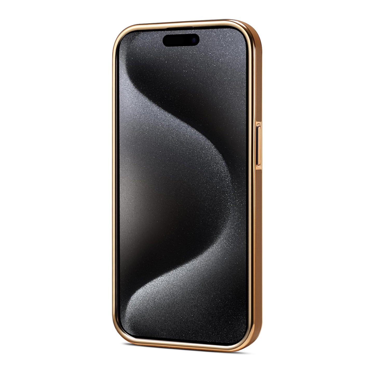 ELECTROPRIME For iPhone 15 Denior Fragrant Calf Texture Electroplating Phone Case(Khaki)