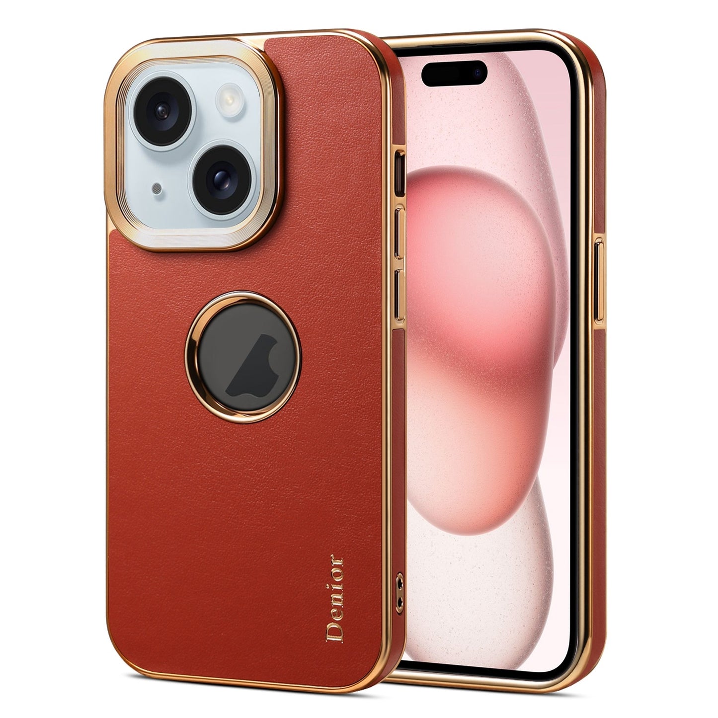 ELECTROPRIME For iPhone 15 Denior Fragrant Calf Texture Electroplating Phone Case(Maroon Red)
