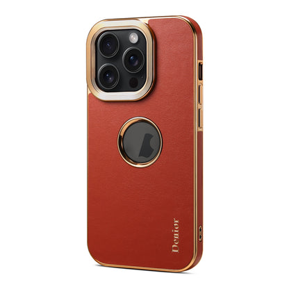 ELECTROPRIME For iPhone 15 Denior Fragrant Calf Texture Electroplating Phone Case(Maroon Red)
