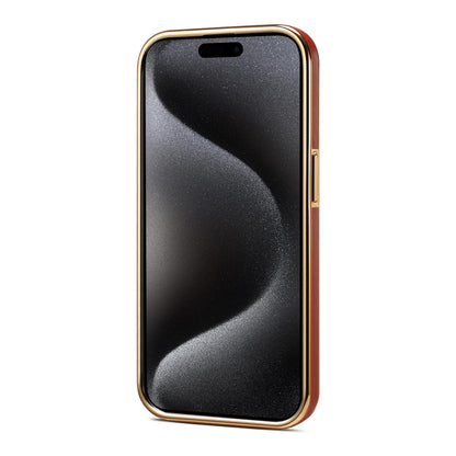ELECTROPRIME For iPhone 15 Denior Fragrant Calf Texture Electroplating Phone Case(Maroon Red)
