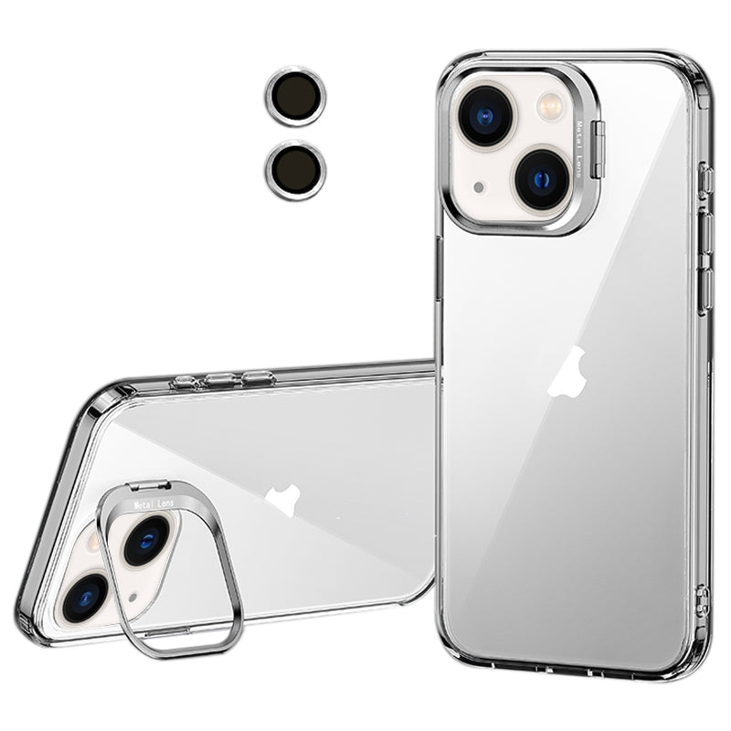 ELECTROPRIME For iPhone 15 Lens Holder Frosted Phone Case(Transparent)