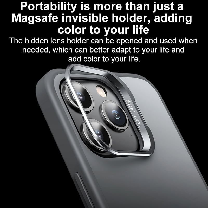 ELECTROPRIME For iPhone 15 Lens Holder Frosted Phone Case(Black)