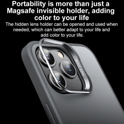 ELECTROPRIME For iPhone 15 Lens Holder Frosted Phone Case(Black)