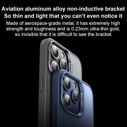 ELECTROPRIME For iPhone 15 Lens Holder Frosted Phone Case(Black)