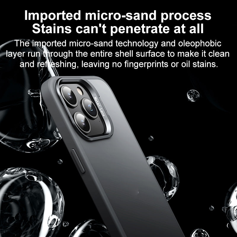 ELECTROPRIME For iPhone 15 Lens Holder Frosted Phone Case(Black)