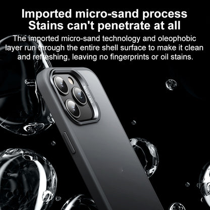 ELECTROPRIME For iPhone 15 Lens Holder Frosted Phone Case(Black)