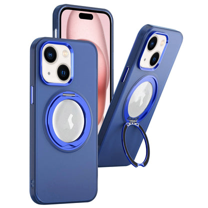 ELECTROPRIME For iPhone 15 360 Rotate Ring Holder MagSafe PC Phone Case(Dark Blue)