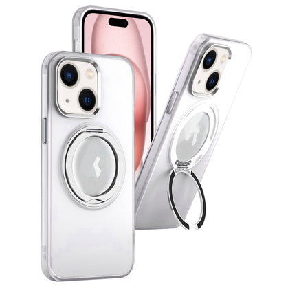 ELECTROPRIME For iPhone 15 360 Rotate Ring Holder MagSafe PC Phone Case(White)