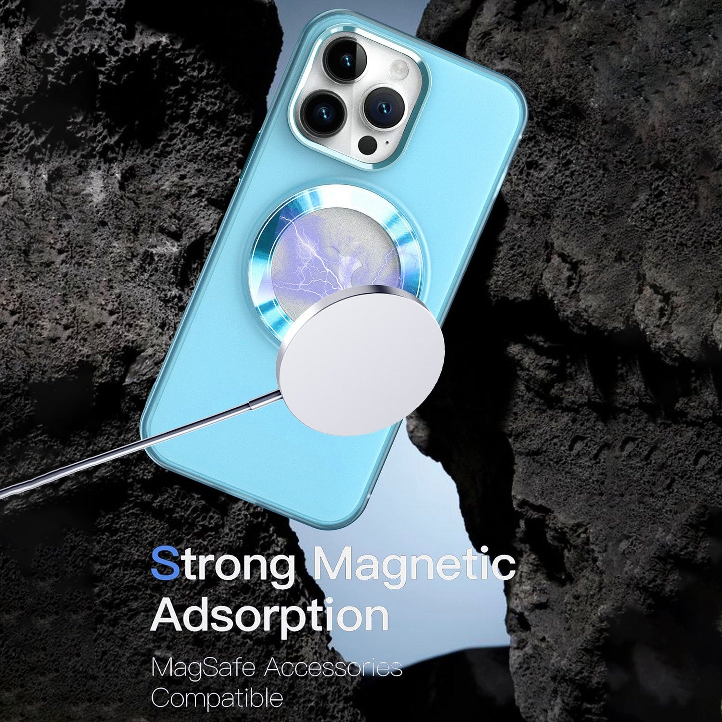 ELECTROPRIME For iPhone 15 MagSafe Skin-feel CD Texture PC Phone Case(Black)