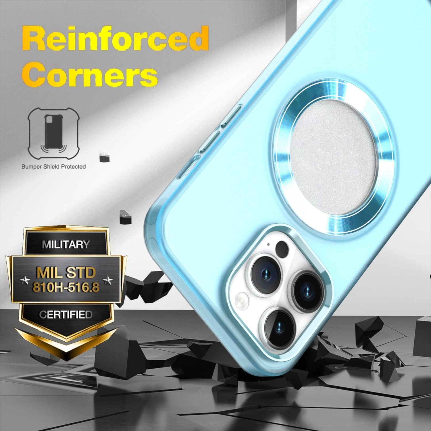 ELECTROPRIME For iPhone 15 MagSafe Skin-feel CD Texture PC Phone Case(Sierra Blue)