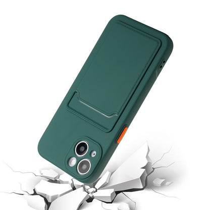 ELECTROPRIME For iPhone 15 Plus Card Slot Design Shockproof TPU Phone Case(Dark Green)
