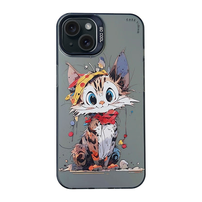 ELECTROPRIME For iPhone 15 Plus Cartoon Animal Graffiti PC + TPU Phone Case(Calico Cat)