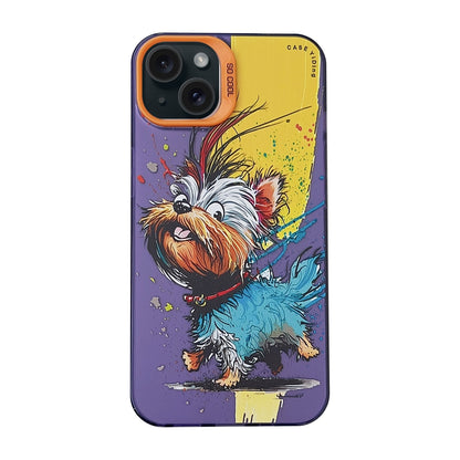 ELECTROPRIME For iPhone 15 Cartoon Animal Graffiti PC + TPU Phone Case(Puppy)