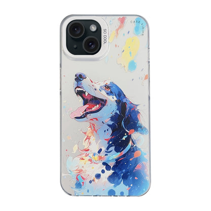 ELECTROPRIME For iPhone 15 Cartoon Animal Graffiti PC + TPU Phone Case(Border Collie)