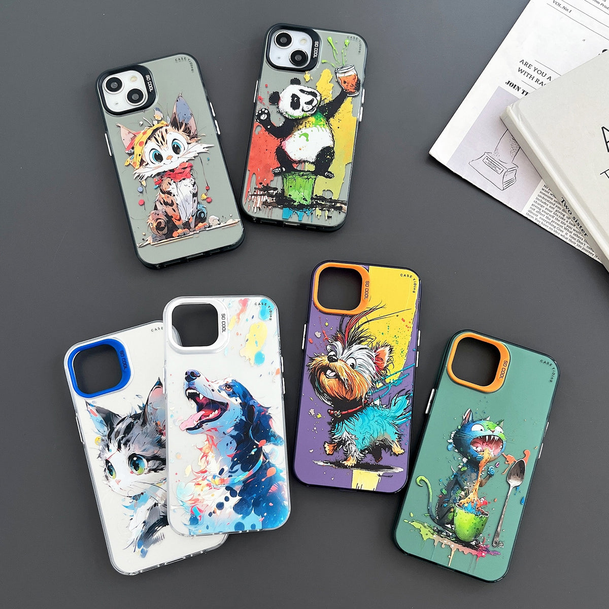 ELECTROPRIME For iPhone 15 Plus Cartoon Animal Graffiti PC + TPU Phone Case(Calico Cat)