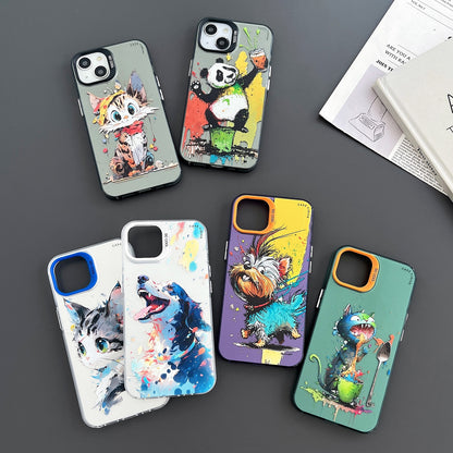 ELECTROPRIME For iPhone 15 Plus Cartoon Animal Graffiti PC + TPU Phone Case(Calico Cat)