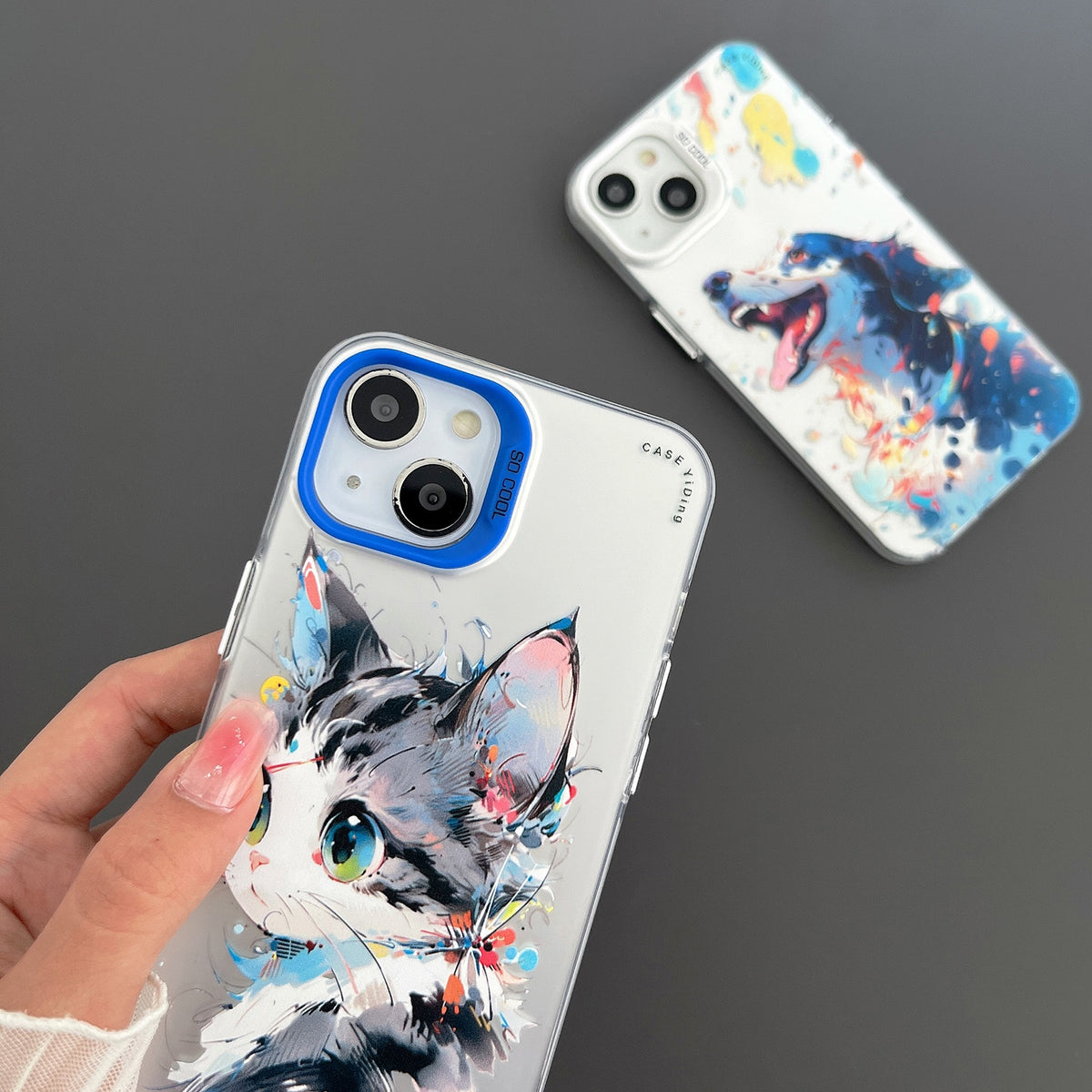 ELECTROPRIME For iPhone 15 Plus Cartoon Animal Graffiti PC + TPU Phone Case(Calico Cat)