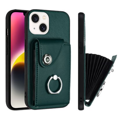 ELECTROPRIME For iPhone 15 Plus Organ Card Bag Ring Holder Phone Case(Green)