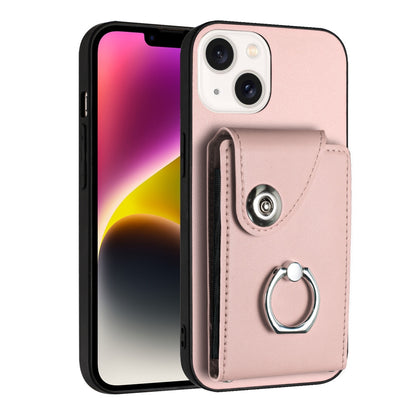 ELECTROPRIME For iPhone 15 Organ Card Bag Ring Holder Phone Case(Pink)